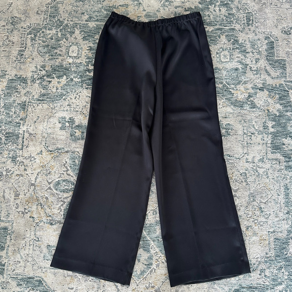 St. John Evening Pants Women 14 Black Wide Leg Elegant Career Minimalist Luxury - Picture 2 of 6